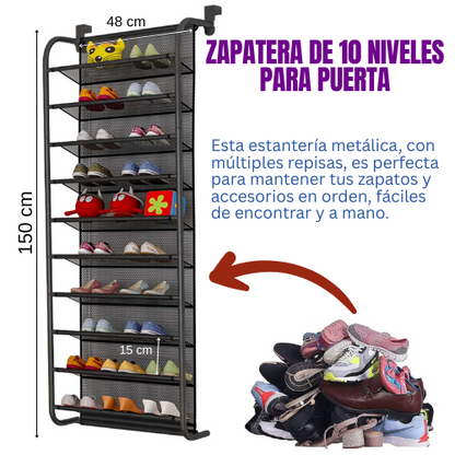 Zapatera de 10 niveles para puerta