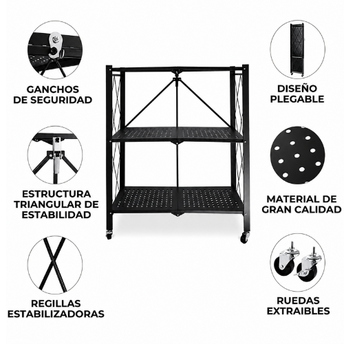 Estante metálico de plegable de 3 NIVELES