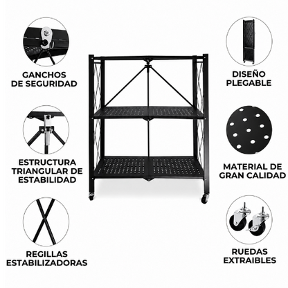Estante metálico de plegable de 3 NIVELES