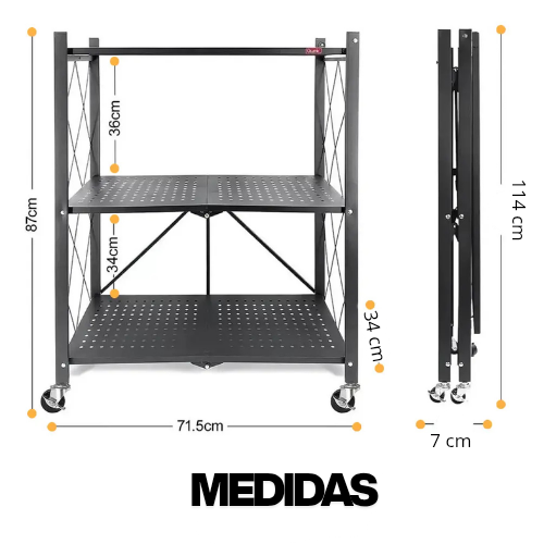 Estante metálico de plegable de 3 NIVELES