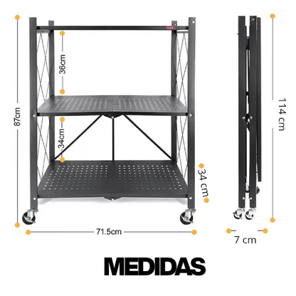Estante metálico de plegable de 3 NIVELES
