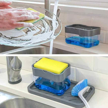 DISPENSADOR DE JABÓN Y SOPORTE DE ESPONJA