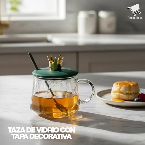 Taza de vidrio decorativa