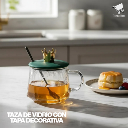 Taza de vidrio decorativa