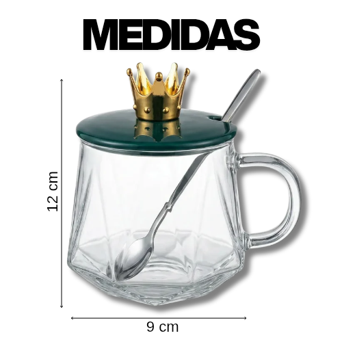 Taza de vidrio decorativa