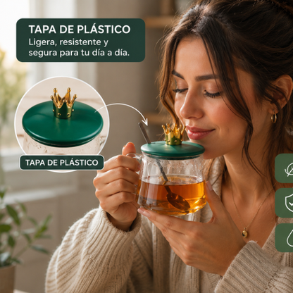 Taza de vidrio decorativa