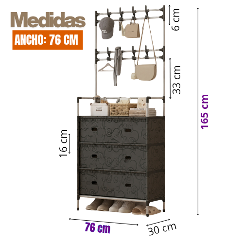 Org. De zapatos con tapa y perchero
